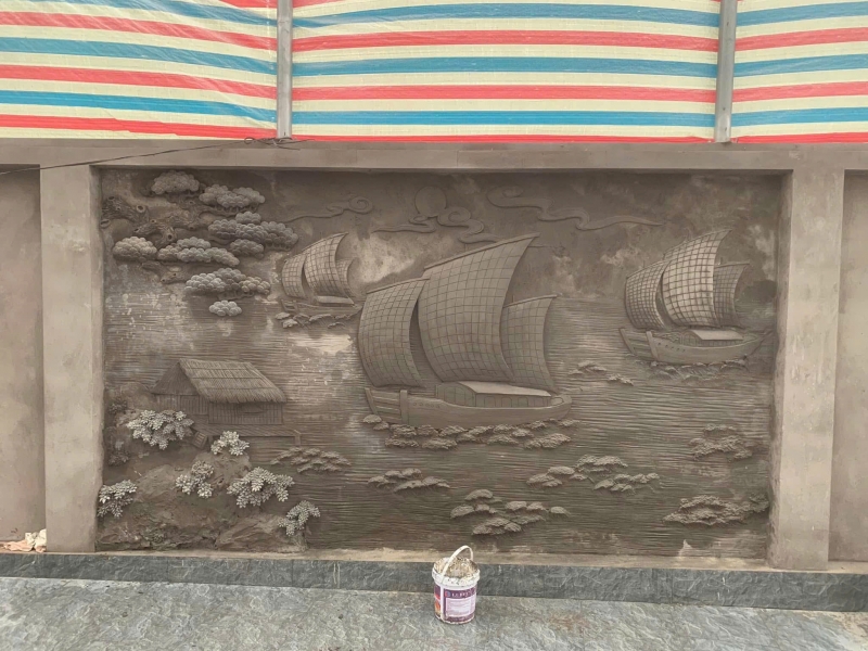 Tranh đắp thuận buồm xuôi gió ( phần thô )