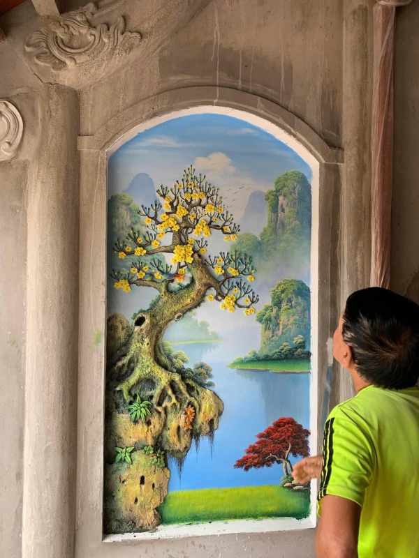 Tranh đắp cây mai