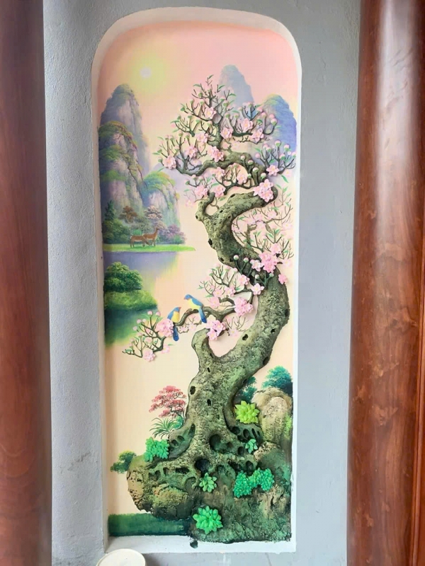 Tranh đắp đào đầu hiên