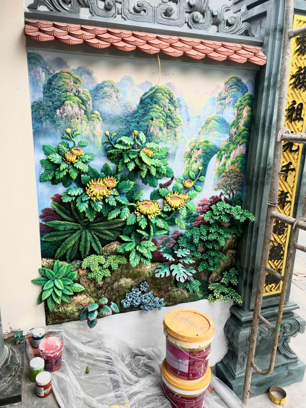 Tranh đắp mai điểu