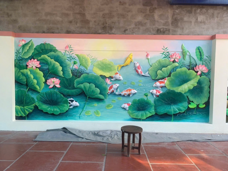 Tranh đắp sen cá (3)