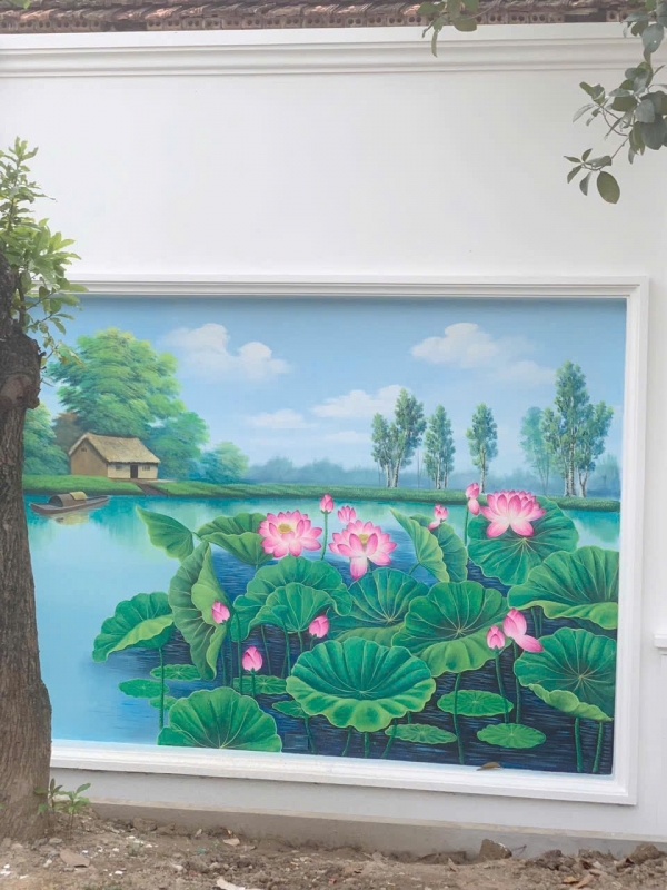 Tranh vẽ đầm sen